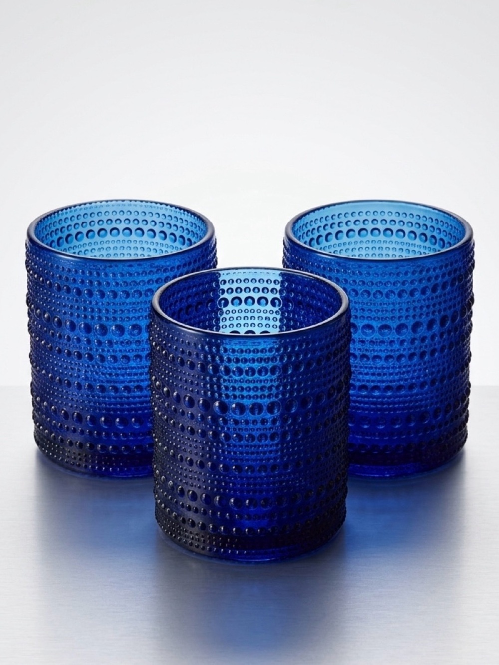 Fortessa Jupiter Double Old Fashion Glass, 8 oz, Set of 3, Cobalt Blue VGC